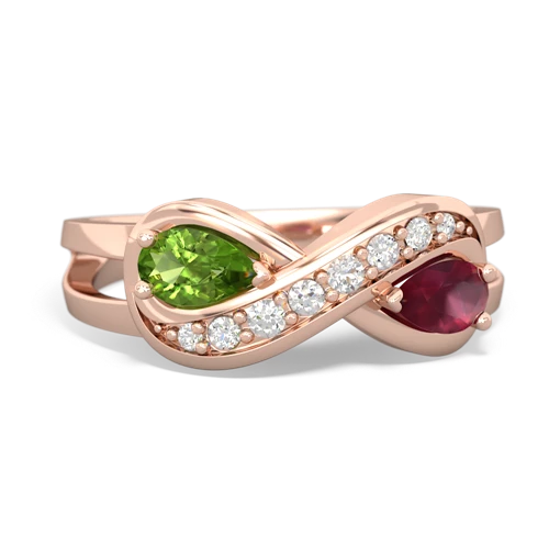 peridot-ruby diamond infinity ring