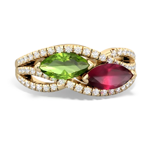 Peridot Genuine Peridot with Genuine Ruby Diamond Rivers ring Ring
