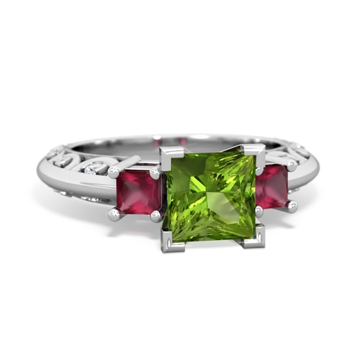 peridot-ruby engagement ring