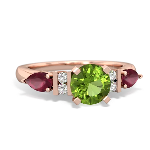 Peridot Genuine Peridot with Genuine Ruby and  Engagement ring Ring
