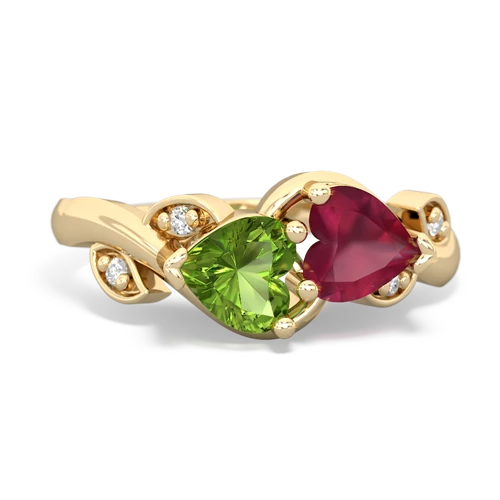 peridot-ruby floral keepsake ring