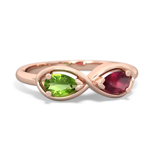 Peridot Genuine Peridot with Genuine Ruby Infinity ring Ring
