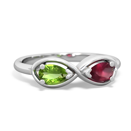 peridot-ruby infinity ring
