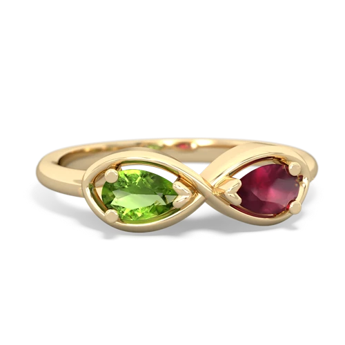 peridot-ruby infinity ring