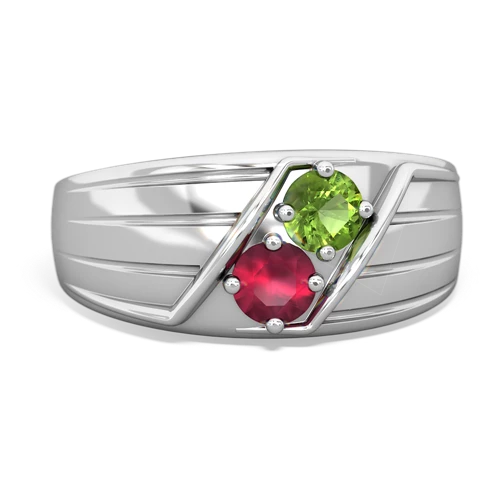 peridot-ruby mens ring