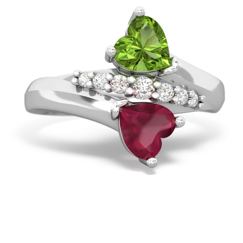 peridot-ruby modern ring