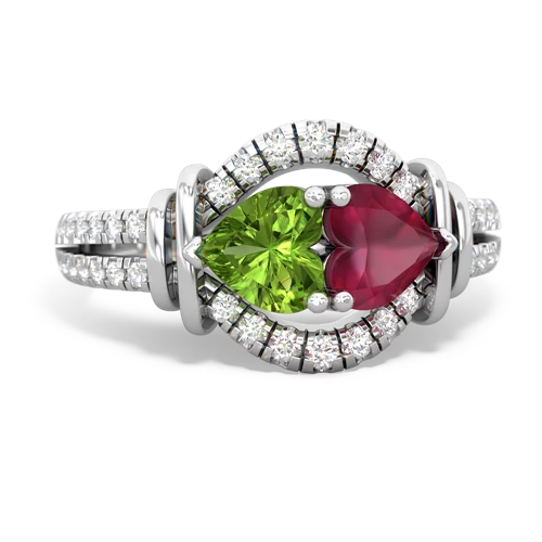 peridot-ruby pave keepsake ring