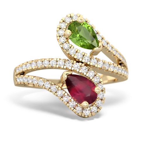 Peridot Genuine Peridot with Genuine Ruby Diamond Dazzler ring Ring