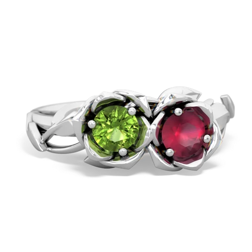 peridot-ruby roses ring