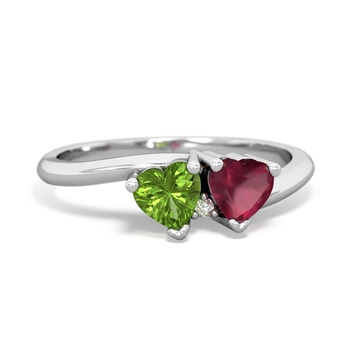 peridot-ruby sweethearts promise ring