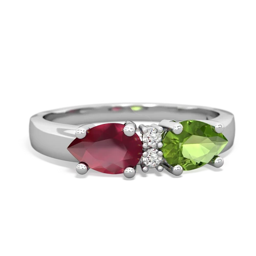 Peridot Genuine Peridot with Genuine Ruby Pear Bowtie ring Ring