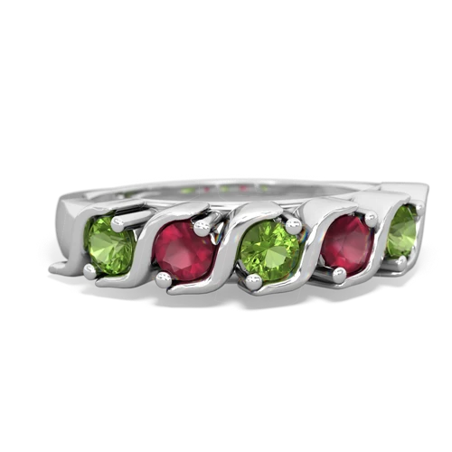 peridot-ruby timeless ring