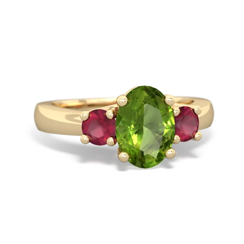 Peridot Genuine Peridot with Genuine Ruby Three Stone Trellis ring Ring