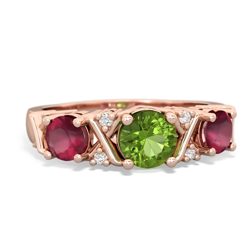 Peridot Genuine Peridot with Genuine Ruby and  Hugs and Kisses ring Ring