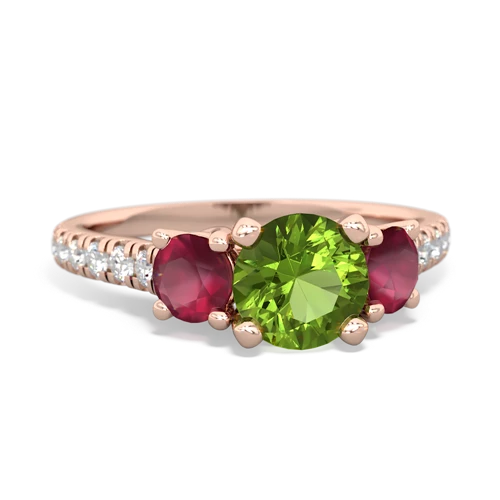 peridot-ruby trellis pave ring