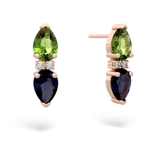peridot-sapphire bowtie earrings
