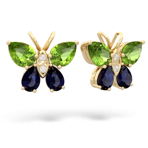 peridot-sapphire butterfly earrings