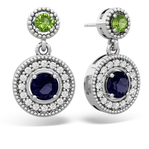 peridot-sapphire halo earrings