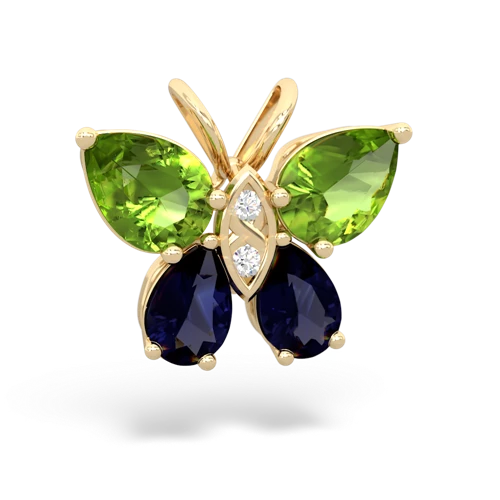 peridot-sapphire butterfly pendant