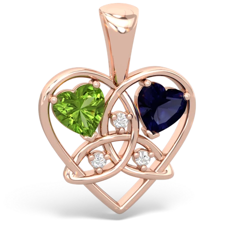 peridot-sapphire celtic heart pendant