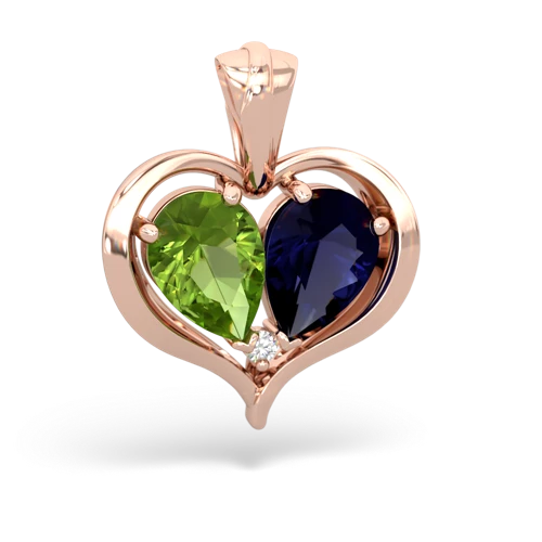 peridot-sapphire half heart whole pendant