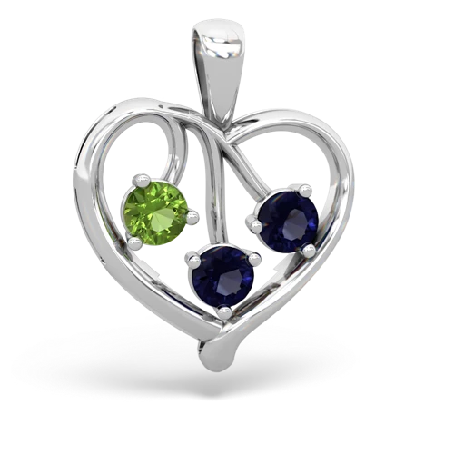 Peridot Genuine Peridot with Genuine Sapphire and Lab Created Emerald Glowing Heart pendant Pendant