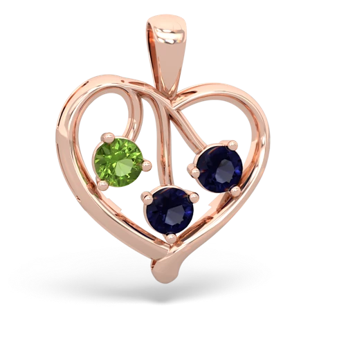 peridot-sapphire love heart pendant