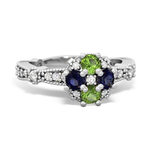 peridot-sapphire art deco engagement ring