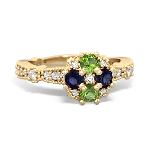 peridot-sapphire art deco engagement ring