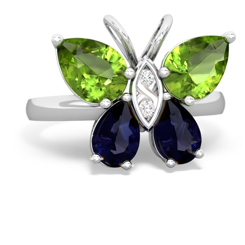 peridot-sapphire butterfly ring