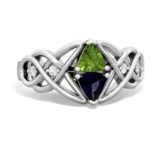 peridot-sapphire celtic knot ring