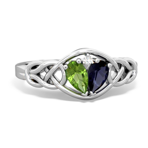 peridot-sapphire celtic knot ring