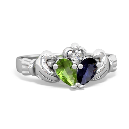 peridot-sapphire claddagh ring