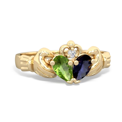 peridot-sapphire claddagh ring