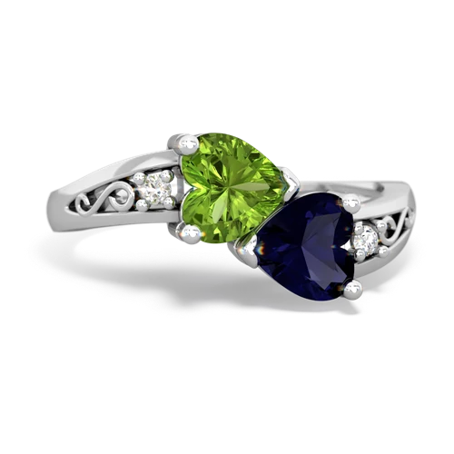 peridot-sapphire filligree ring