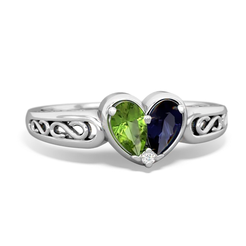 peridot-sapphire filligree ring