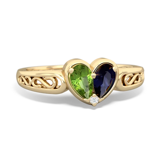 peridot-sapphire filligree ring