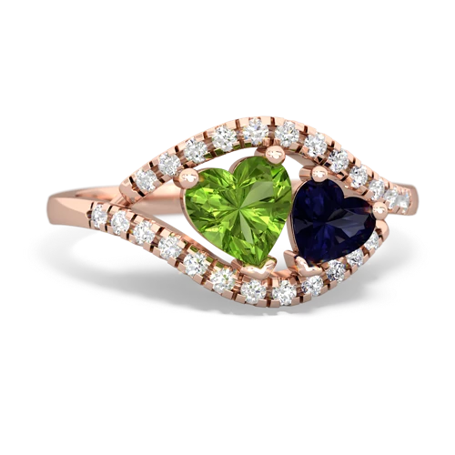 peridot-sapphire mother child ring