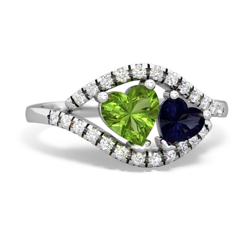 peridot-sapphire mother child ring