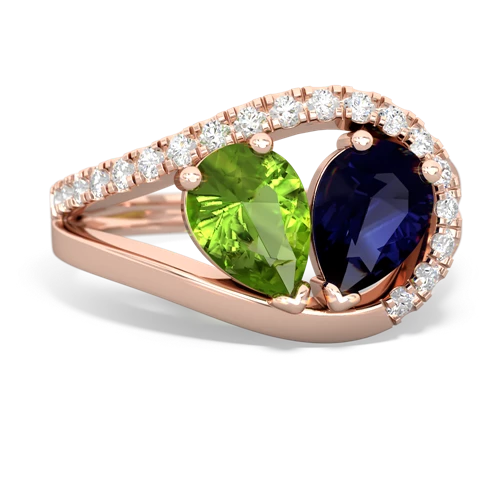 peridot-sapphire pave heart ring