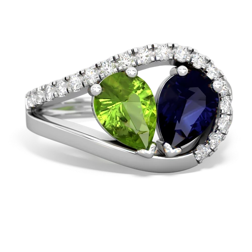 peridot-sapphire pave heart ring