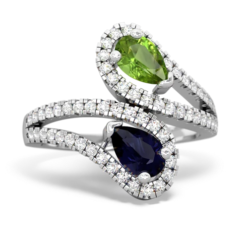 peridot-sapphire pave swirls ring