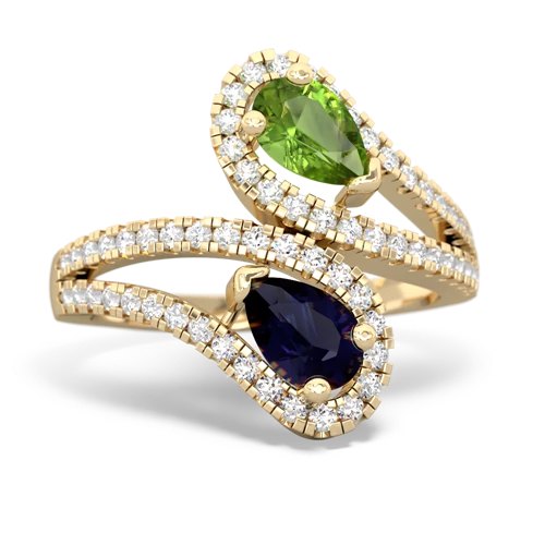 peridot-sapphire pave swirls ring