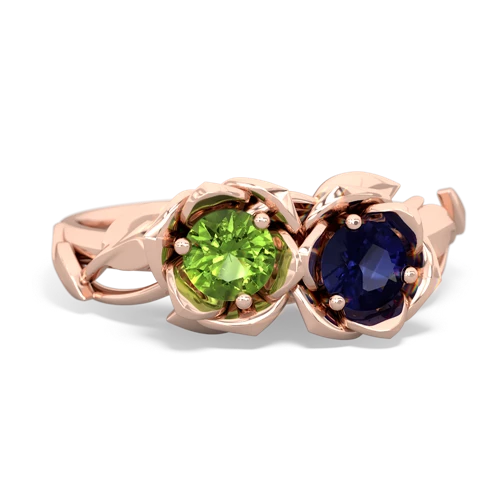 peridot-sapphire roses ring