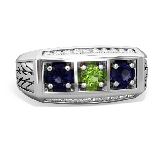 peridot-sapphire three stone ring