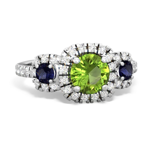 peridot-sapphire three stone regal ring