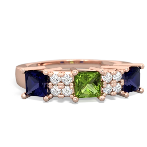 Peridot Genuine Peridot with Genuine Sapphire and Lab Created Emerald Three Stone ring Ring