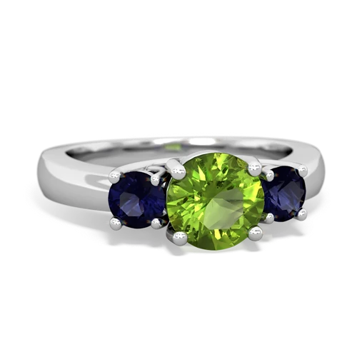 Peridot Genuine Peridot with Genuine Sapphire and Lab Created Emerald Three Stone Trellis ring Ring