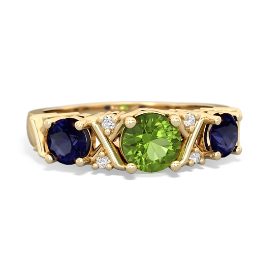 Peridot Genuine Peridot with Genuine Sapphire and Lab Created Emerald Hugs and Kisses ring Ring