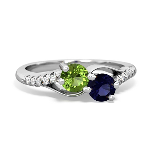 peridot-sapphire two stone infinity ring